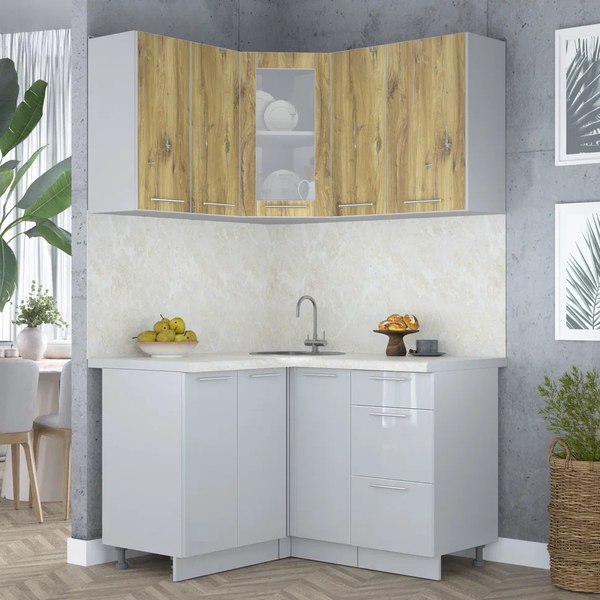 Кухонный гарнитур Интерлиния Мила Пластик 1.2x1.3