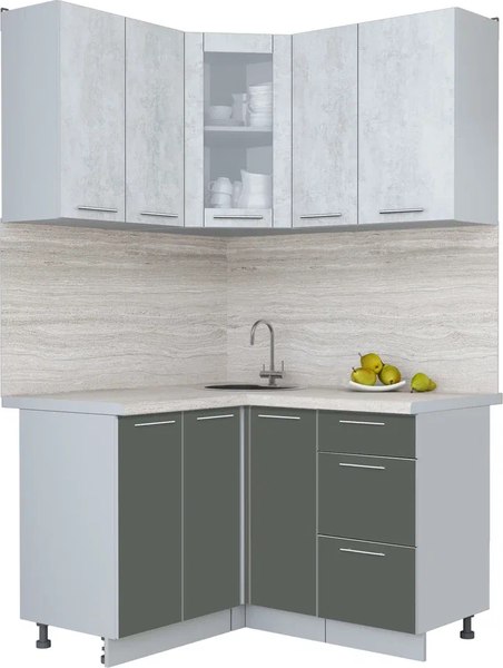 Кухонный гарнитур Интерлиния Мила Пластик 1.2x1.3 - фото