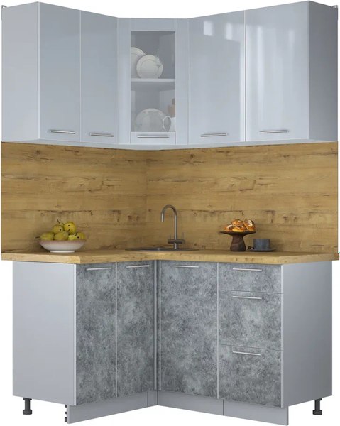 Кухонный гарнитур Интерлиния Мила Пластик 1.2x1.4 - фото