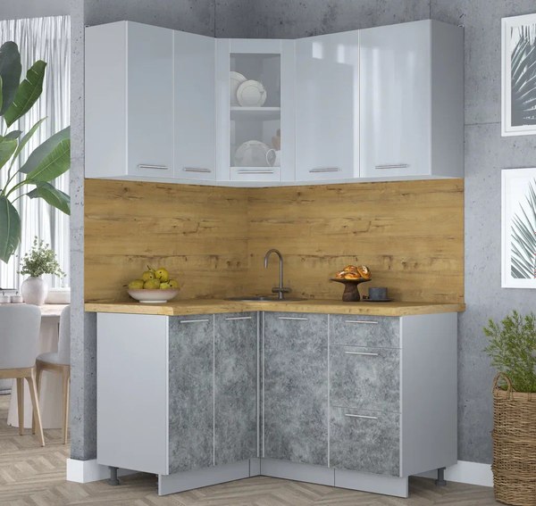 Кухонный гарнитур Интерлиния Мила Пластик 1.2x1.4