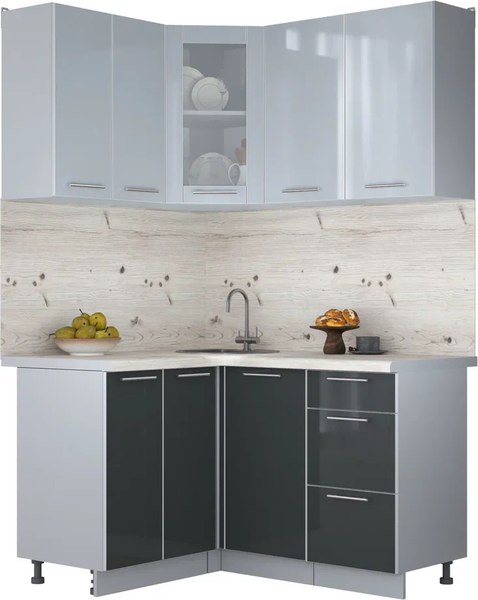 Кухонный гарнитур Интерлиния Мила Пластик 1.2x1.4 - фото