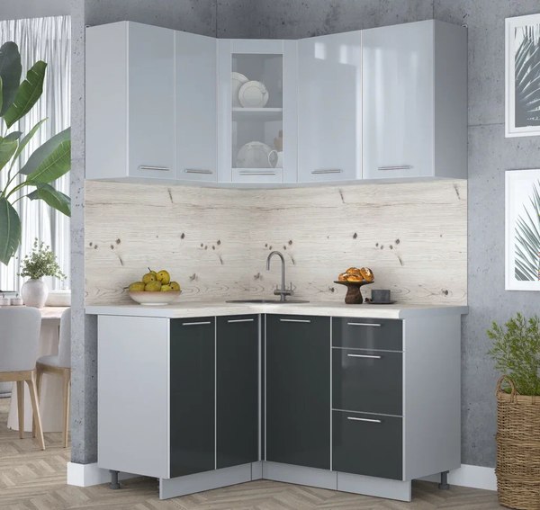 Кухонный гарнитур Интерлиния Мила Пластик 1.2x1.4