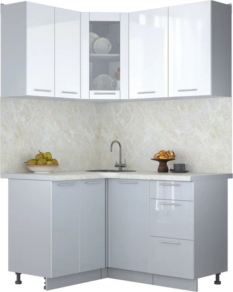 Кухонный гарнитур Интерлиния Мила Пластик 1.2x1.4 - фото