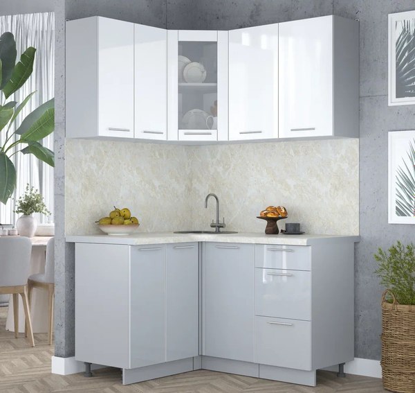 Кухонный гарнитур Интерлиния Мила Пластик 1.2x1.4