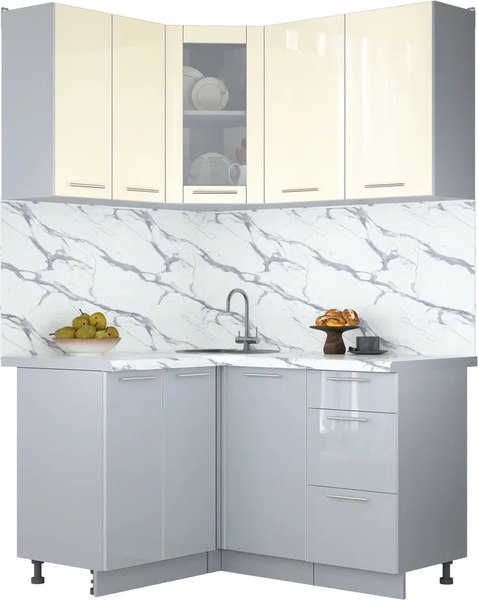 Кухонный гарнитур Интерлиния Мила Пластик 1.2x1.4 - фото