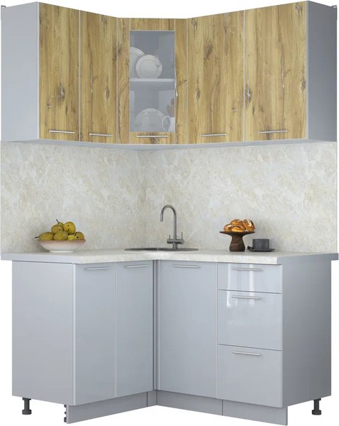 Кухонный гарнитур Интерлиния Мила Пластик 1.2x1.4 - фото