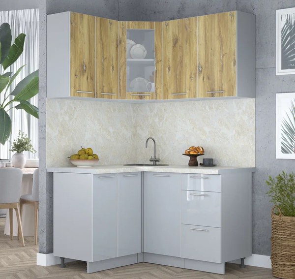 Кухонный гарнитур Интерлиния Мила Пластик 1.2x1.4