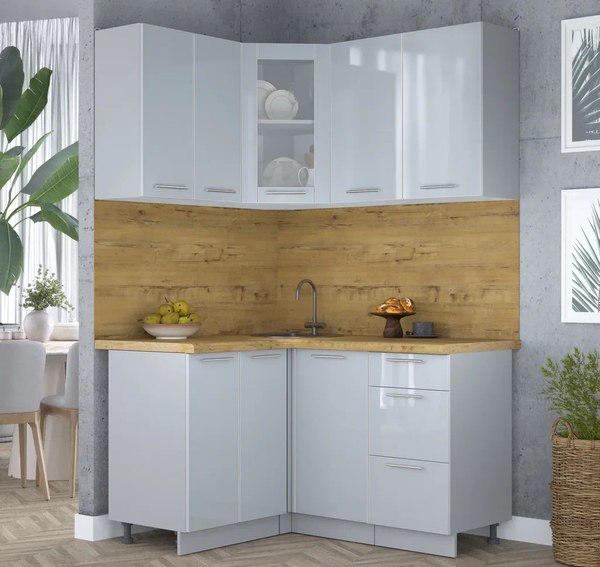 Кухонный гарнитур Интерлиния Мила Пластик 1.2x1.4