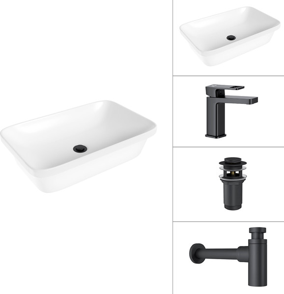 Умывальник со смесителем Lauter 21370 + Cascade 21СК655BS + сифон 21635B + донный клапан 21190B - фото