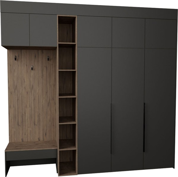 Секция в прихожую Рэйгрупп Рэй P245-B8-2-WKW В8-2 (дуб веллингтон/кобальт) - фото