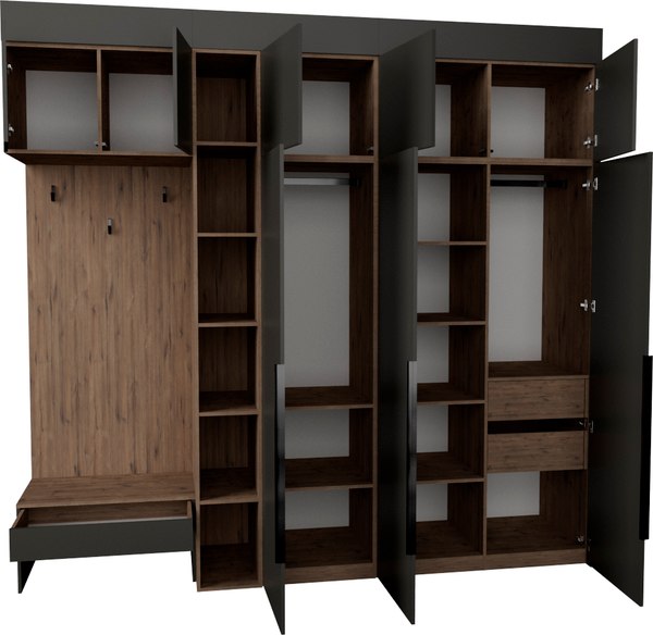 Секция в прихожую Рэйгрупп Рэй P245-B8-2-WKW В8-2 (дуб веллингтон/кобальт)