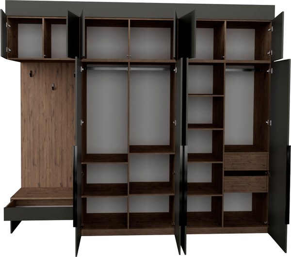 Секция в прихожую Рэйгрупп Рэй P245-B10-2-WK В10-2 (дуб веллингтон/кобальт)