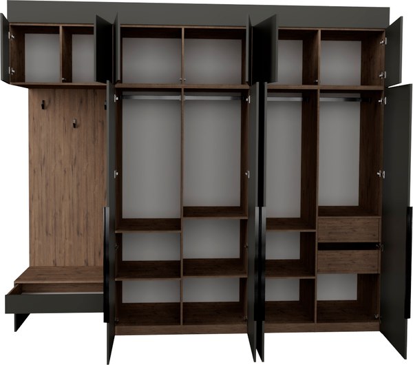 Секция в прихожую Рэйгрупп Рэй P245-B10-2-WK В10-2 (дуб веллингтон/кобальт)