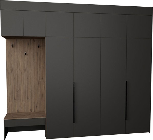 Секция в прихожую Рэйгрупп Рэй P245-B10-3-WK В10-3 (дуб веллингтон/кобальт) - фото