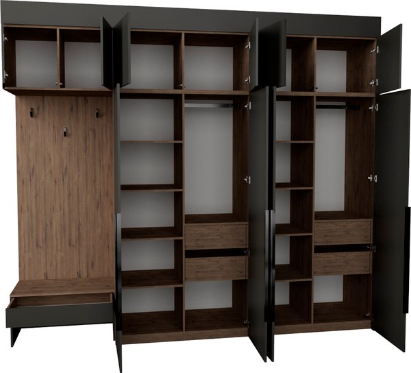 Секция в прихожую Рэйгрупп Рэй P245-B10-3-WK В10-3 (дуб веллингтон/кобальт)