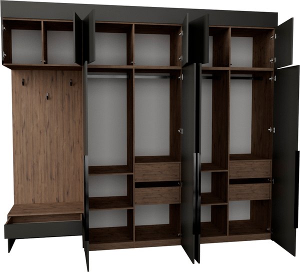 Секция в прихожую Рэйгрупп Рэй P245-B10-3-WK В10-3 (дуб веллингтон/кобальт)