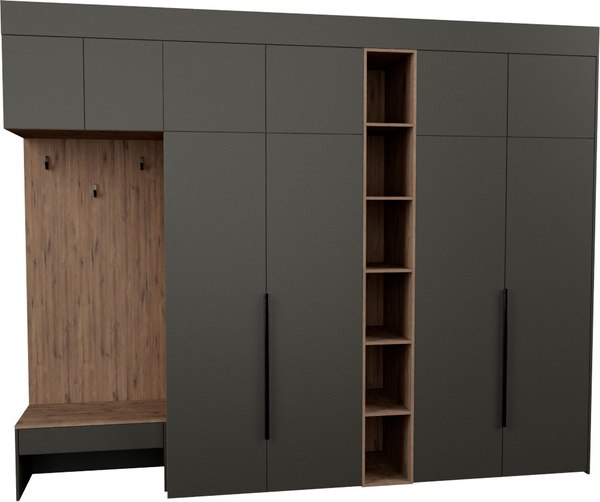 Секция в прихожую Рэйгрупп P245-B11-2-WKW В11-2 (дуб веллингтон/кобальт) - фото