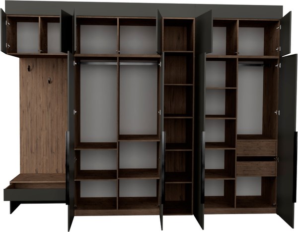 Секция в прихожую Рэйгрупп Рэй P245-B12-2-WKW В12-2 (дуб веллингтон/кобальт)