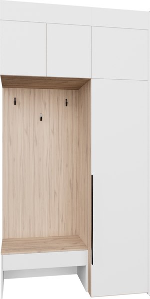 Секция в прихожую Рэйгрупп Рэй P245-B1-EB В1 (дуб элисон/белый премиум) - фото