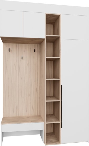 Секция в прихожую Рэйгрупп Рэй P245-B2-EBE В2 (дуб элисон/белый премиум) - фото