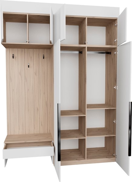 Секция в прихожую Рэйгрупп Рэй P245-B4-1-EB В4-1 (дуб элисон/белый премиум)