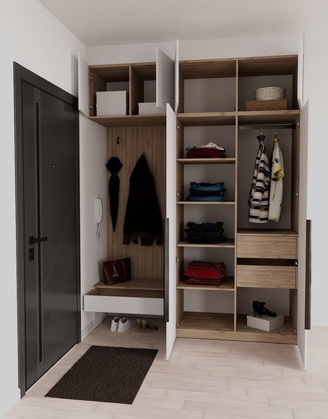 Секция в прихожую Рэйгрупп Рэй P245-B4-2-EB В4-2 (дуб элисон/белый премиум)