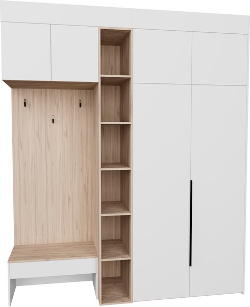 Секция в прихожую Рэйгрупп Рэй P245-B5-1-EBE В5-1 (дуб элисон/белый премиум) - фото