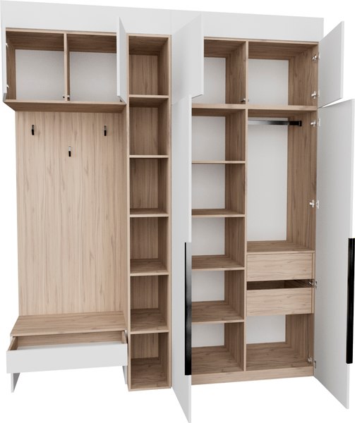 Секция в прихожую Рэйгрупп Рэй P245-B5-2-EBE В5-2 (дуб элисон/белый премиум)