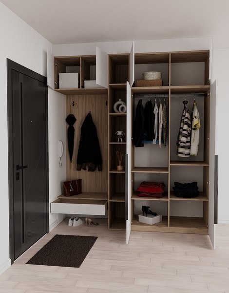 Секция в прихожую Рэйгрупп Рэй P245-B5-2-EBE В5-2 (дуб элисон/белый премиум)