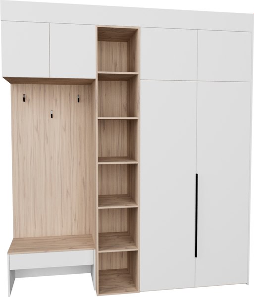 Секция в прихожую Рэйгрупп Рэй P245-B6-1-EBE В6-1 (дуб элисон/белый премиум) - фото