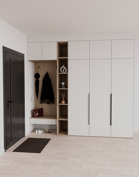 Секция в прихожую Рэйгрупп Рэй P245-B8-1-EBE В8-1 (дуб элисон/белый премиум)