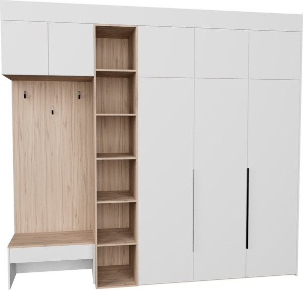 Секция в прихожую Рэйгрупп Рэй P245-B9-1-EBE В9-1 (дуб элисон/белый премиум) - фото