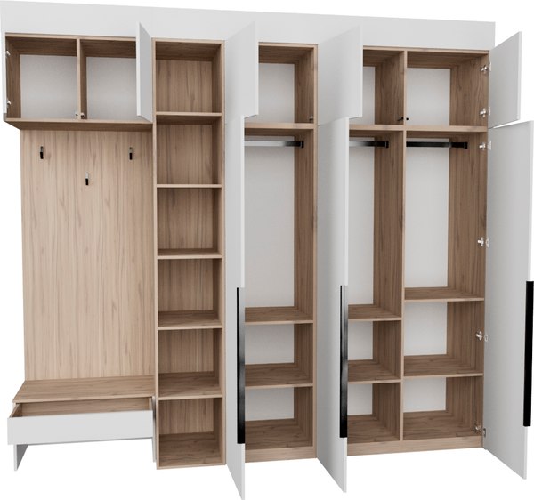 Секция в прихожую Рэйгрупп Рэй P245-B9-1-EBE В9-1 (дуб элисон/белый премиум)