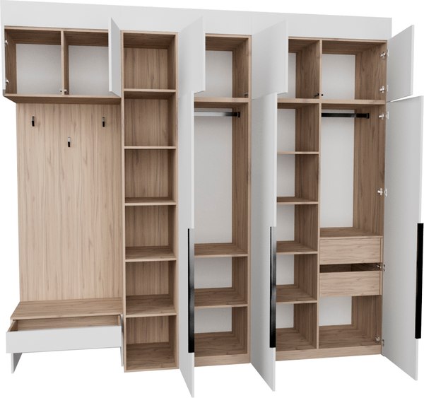 Секция в прихожую Рэйгрупп Рэй P245-B9-2-EBE В9-2 (дуб элисон/белый премиум)