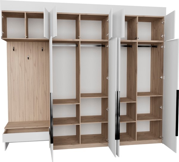 Секция в прихожую Рэйгрупп Рэй P245-B10-1-EB В10-1 (дуб элисон/белый премиум)