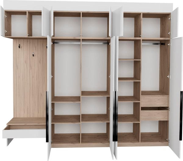 Секция в прихожую Рэйгрупп Рэй P245-B10-2-EB В10-2 (дуб элисон/белый премиум)