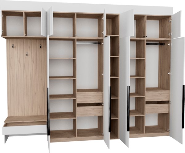 Секция в прихожую Рэйгрупп Рэй P245-B11-3-EBE В11-3 (дуб элисон/белый премиум)