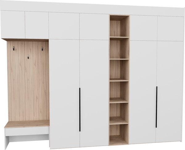 Секция в прихожую Рэйгрупп Рэй P245-B12-1-EBE В12-1 (дуб элисон/белый премиум) - фото