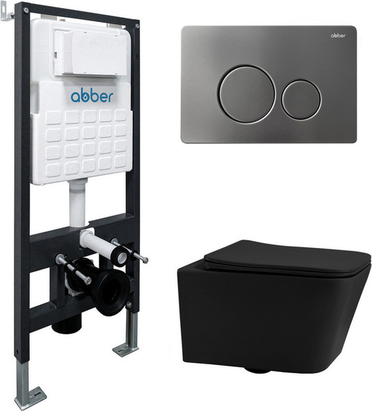 Унитаз подвесной с инсталляцией Abber Rechteck AC1201MB-AC0105-AC0121NG - фото