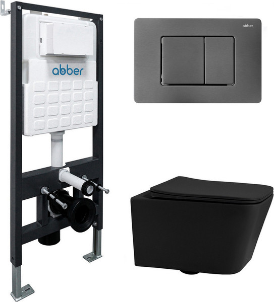 Унитаз подвесной с инсталляцией Abber Rechteck AC1201MB-AC0105-AC0120NG - фото