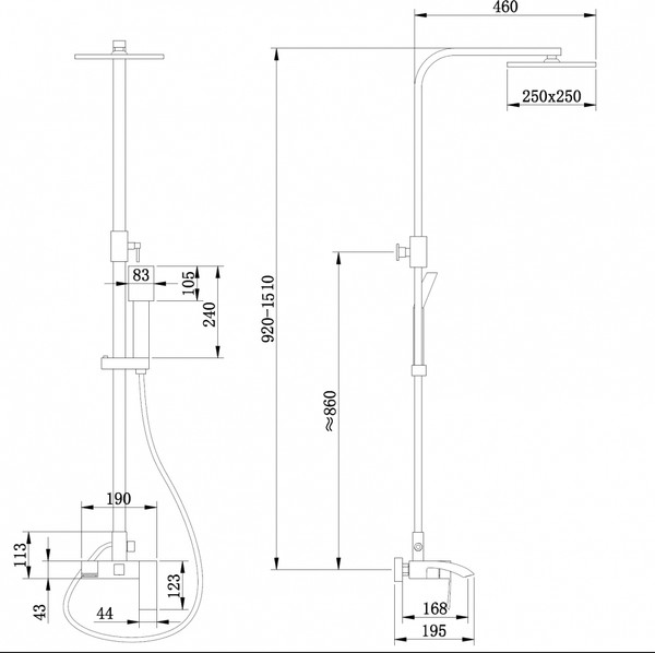 Душевая система со смесителем Abber Wasserfall AF8616L