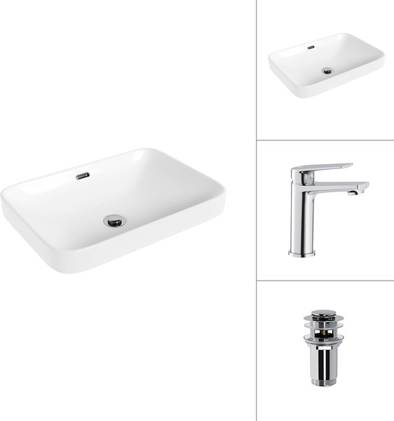 Умывальник со смесителем Lauter 21441A + Sky 21CK533C с донным клапаном 21190CH - фото