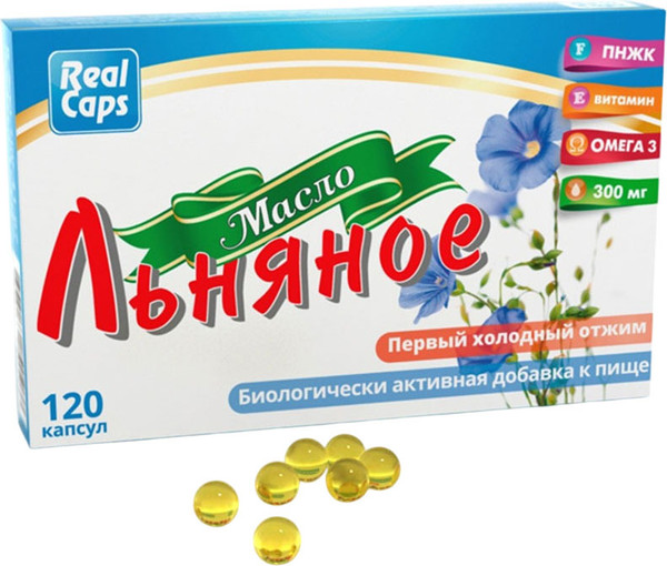 Пищевая добавка RealCaps Льняное масло первый холодный отжим 250мг