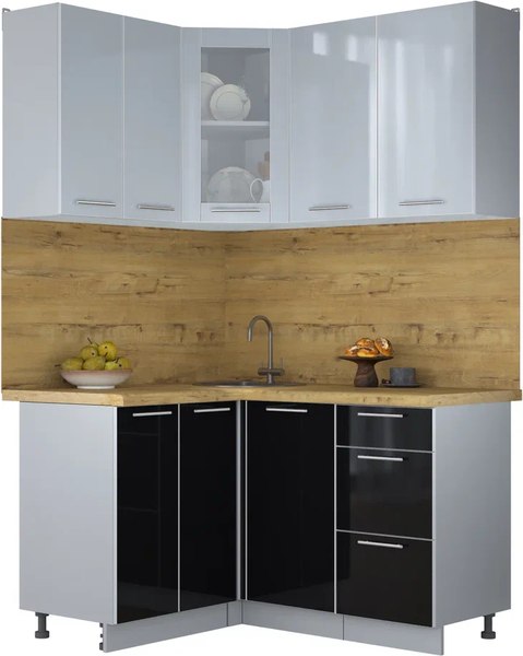 Кухонный гарнитур Интерлиния Мила Пластик 1.2x1.4 - фото