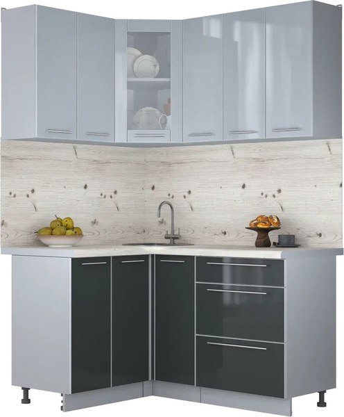 Кухонный гарнитур Интерлиния Мила Пластик 1.2x1.5 - фото