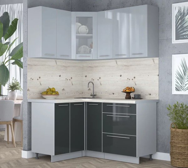 Кухонный гарнитур Интерлиния Мила Пластик 1.2x1.5