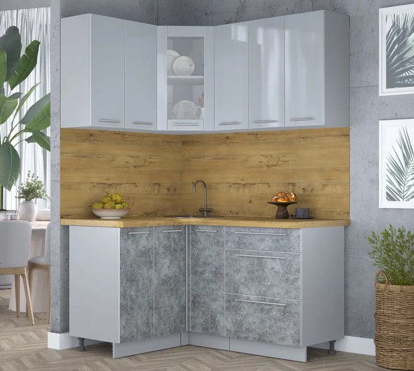 Кухонный гарнитур Интерлиния Мила Пластик 1.2x1.5