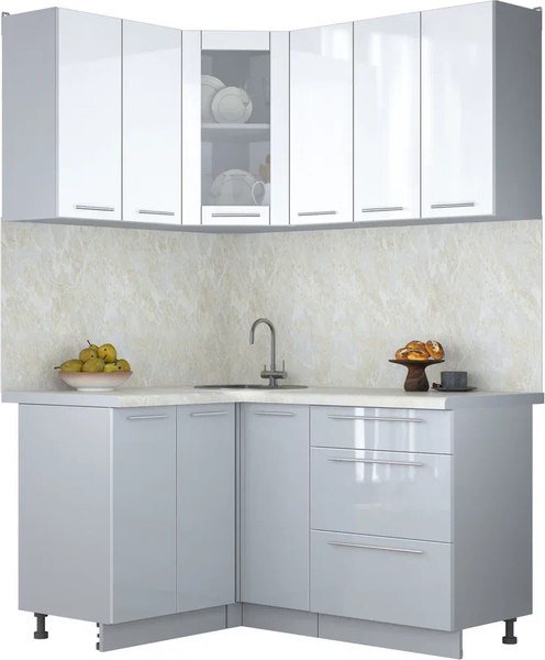 Кухонный гарнитур Интерлиния Мила Пластик 1.2x1.5 - фото