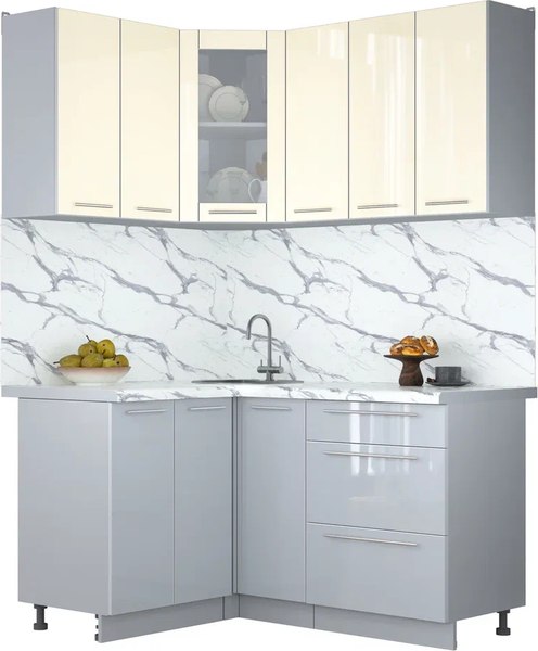 Кухонный гарнитур Интерлиния Мила Пластик 1.2x1.5 - фото