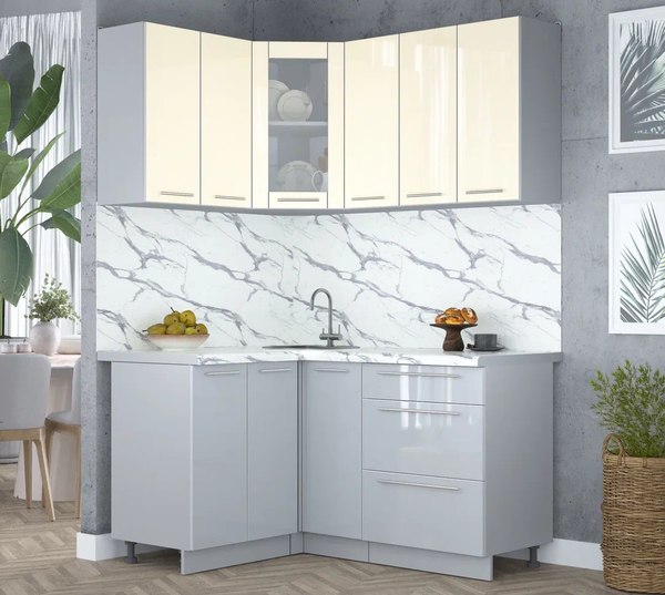 Кухонный гарнитур Интерлиния Мила Пластик 1.2x1.5